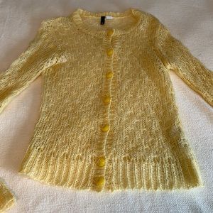 H&M shimmery yellow cardigan